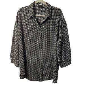Express Black and White Checkered Oversized Relaxed Fit Button Down Shirt
